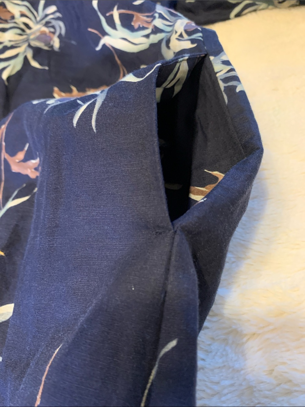 ANN MASHBURN Navy Floral Maxi Dress with Cream and Tan Accents - Picture 7 of 9